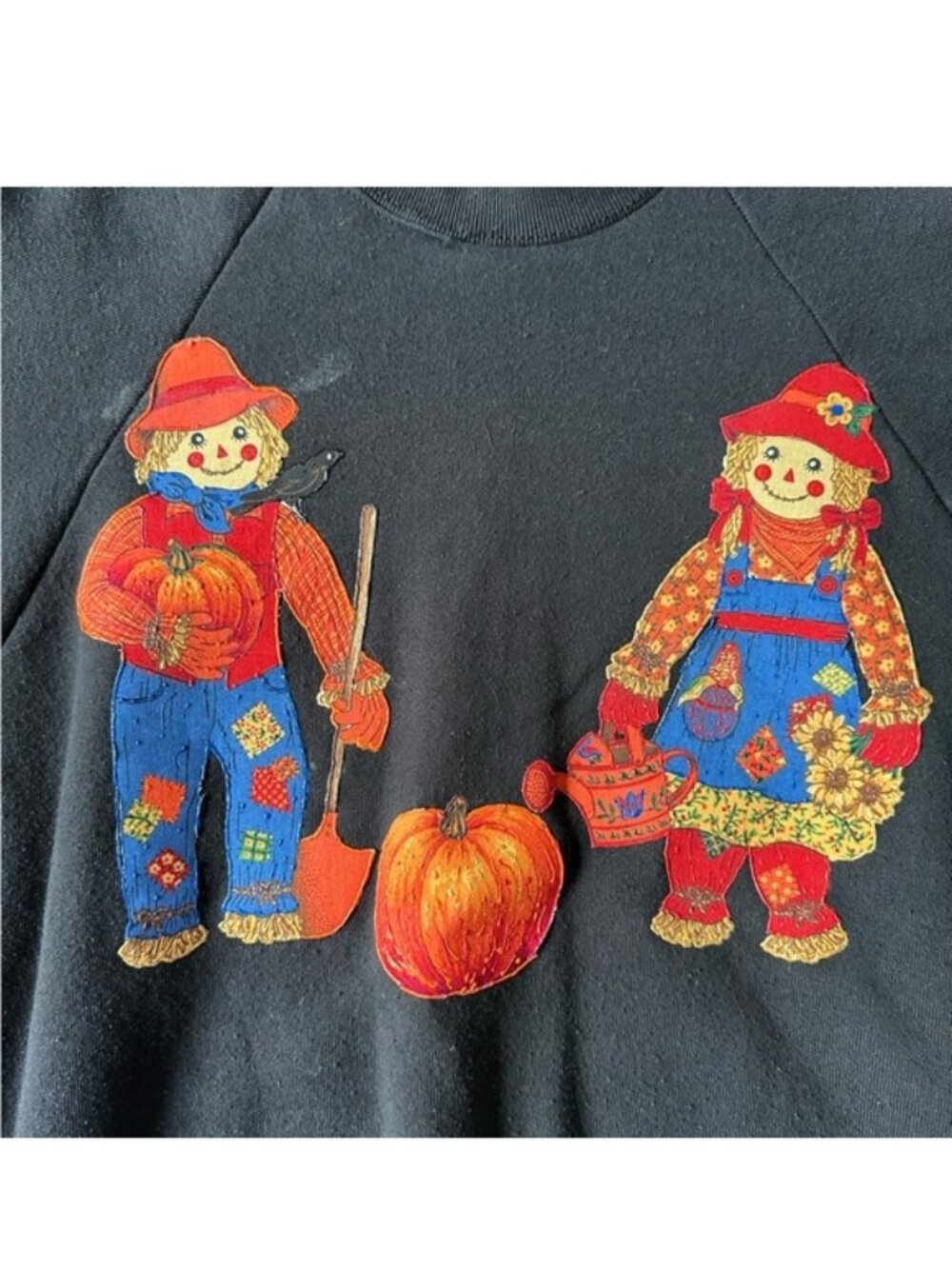 Fruit of The Loom | Vintage Scarecrows & Pumpkins Sweat Shirt | Size Extra Large - Picture 6 of 12